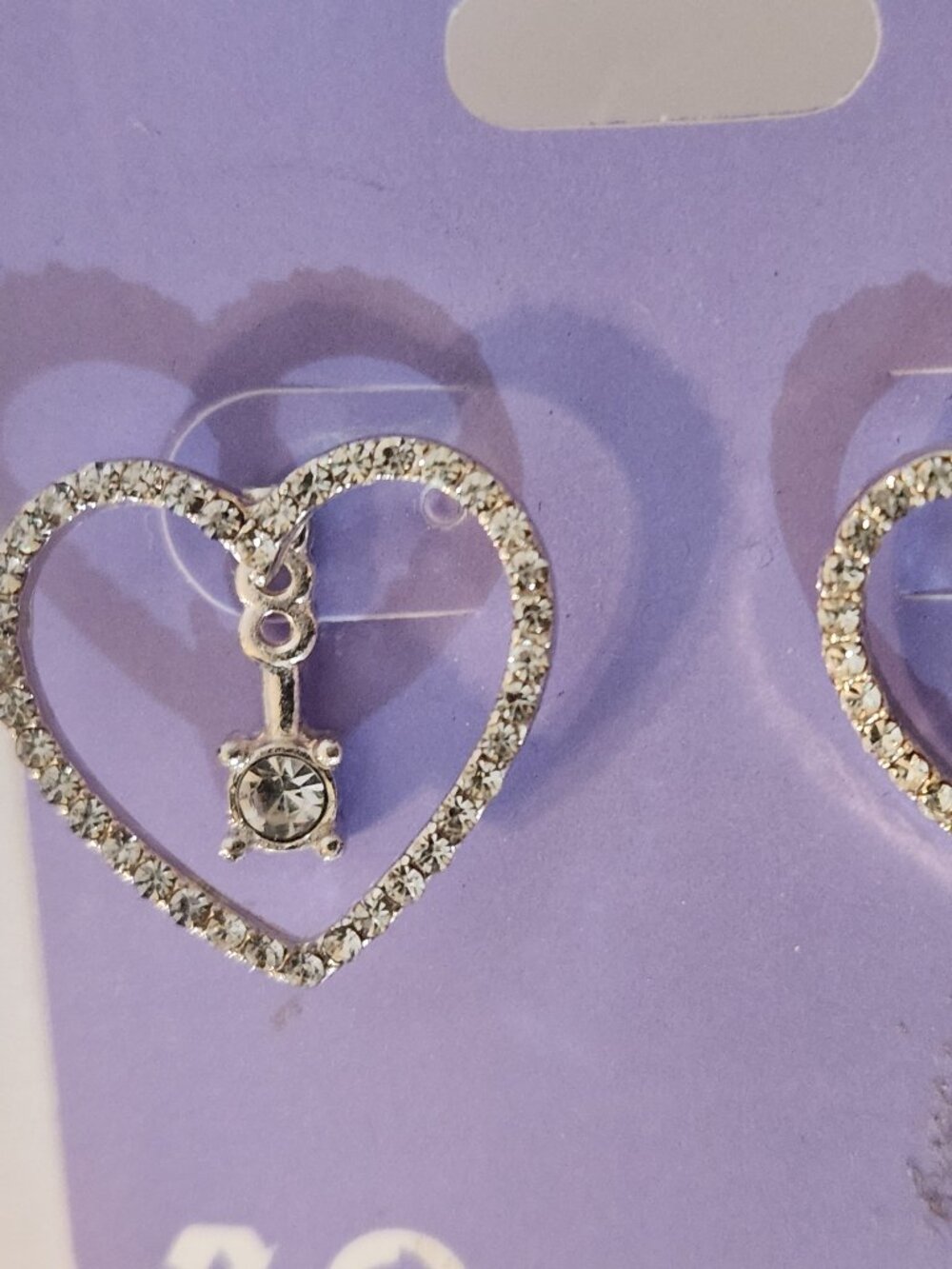 Claire's Pierced Stud Heart Rhinestone Earrings Silver Clear